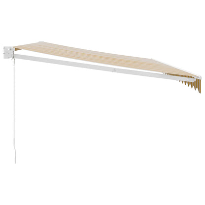 Toldo retrátil 5x3 m tecido e alumínio amarelo e branco