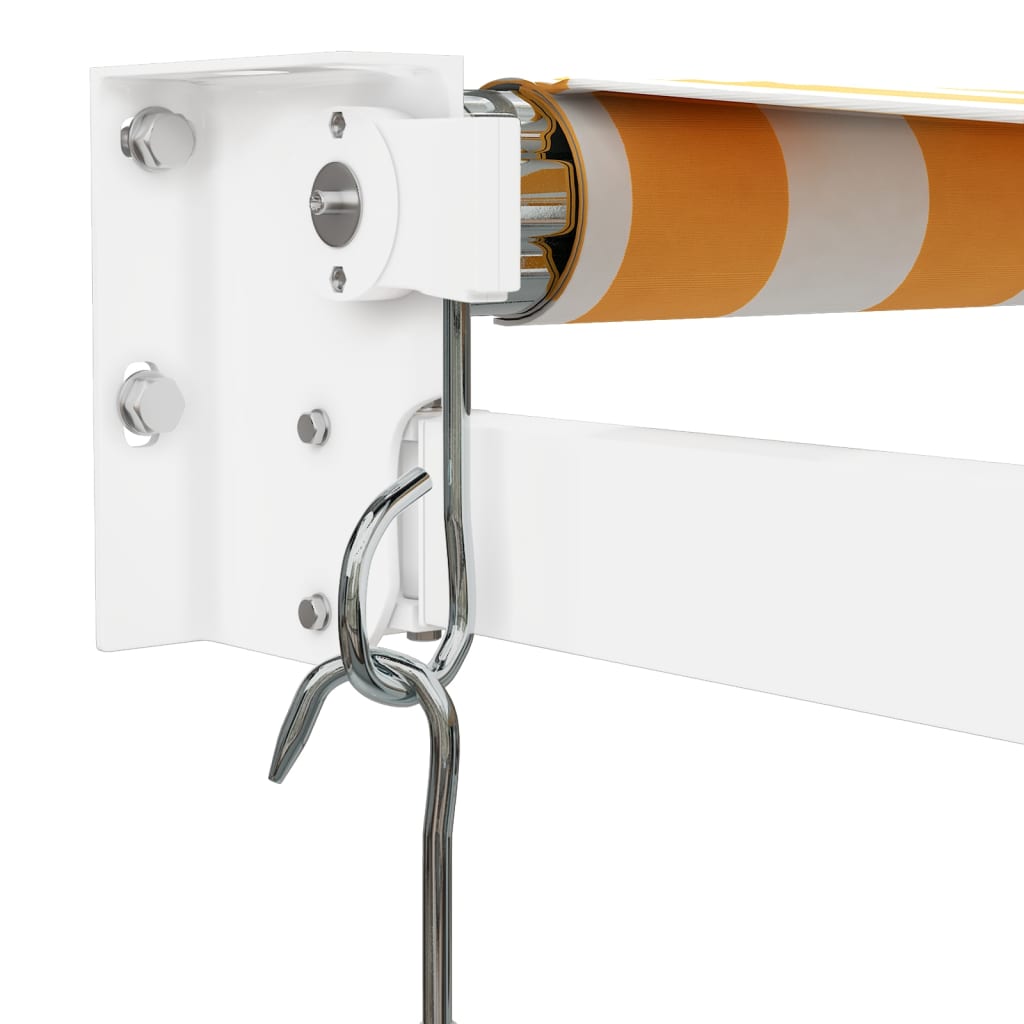 Toldo retrátil 5x3 m tecido e alumínio amarelo e branco