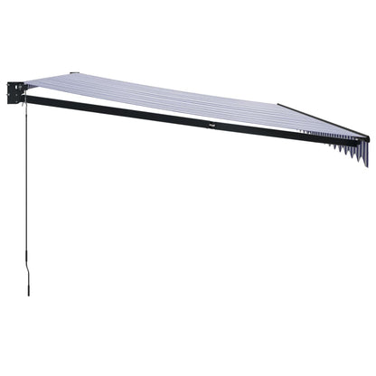 Toldo retrátil 5x3 m tecido e alumínio azul e branco