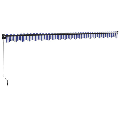 Toldo retrátil 5x3 m tecido e alumínio azul e branco