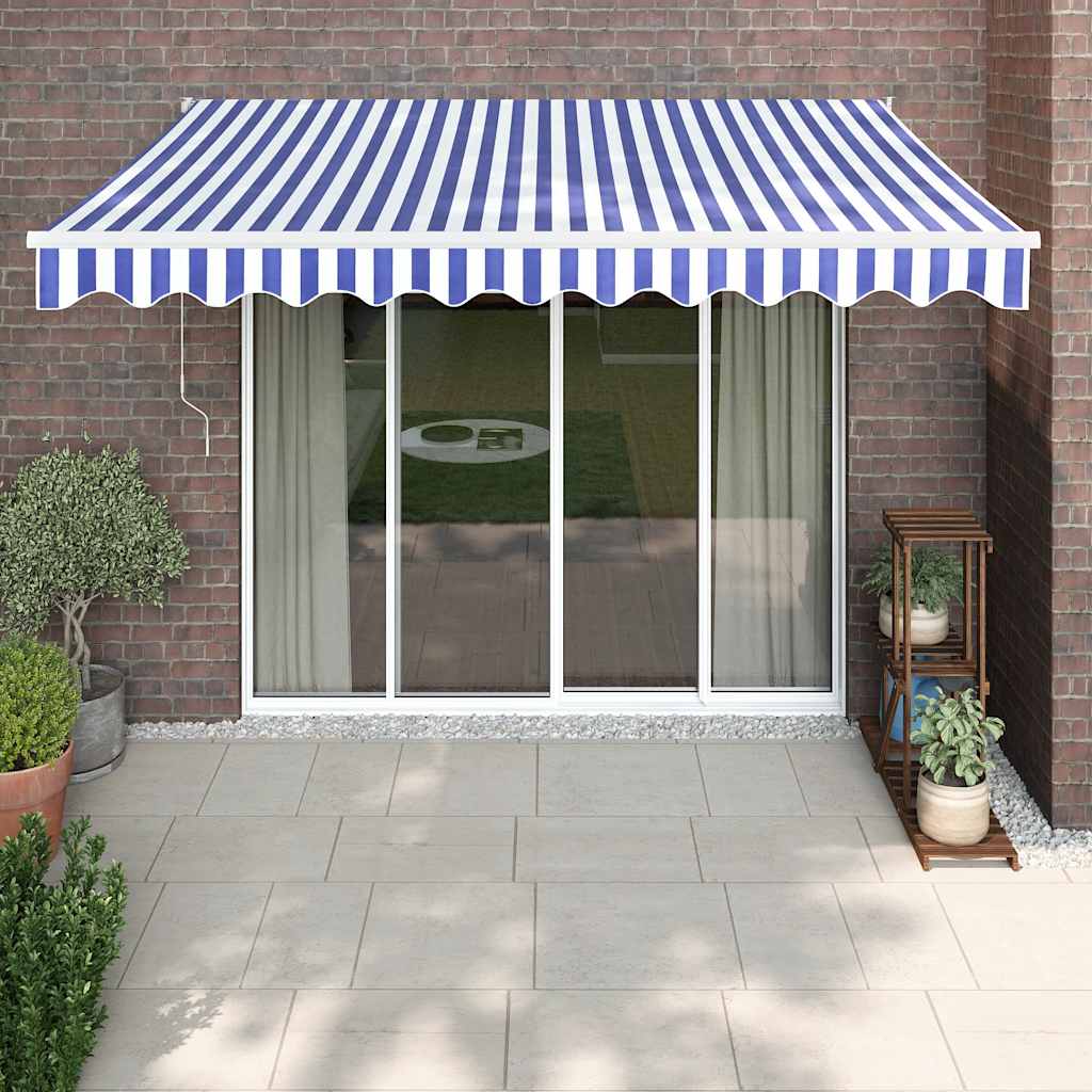 Toldo retrátil automático 3,5x2,5 m azul e branco