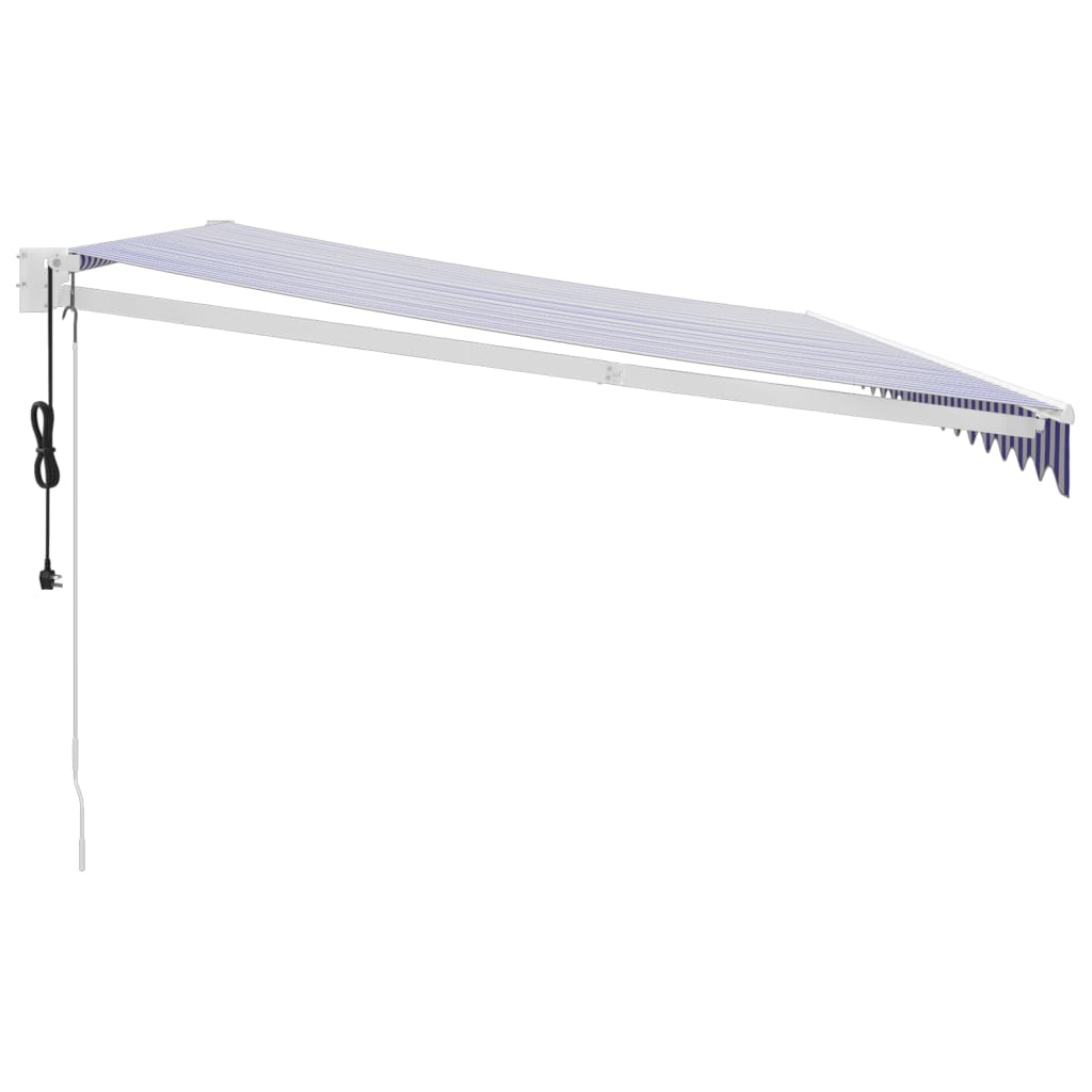 Toldo retrátil automático 5x3 m azul e branco