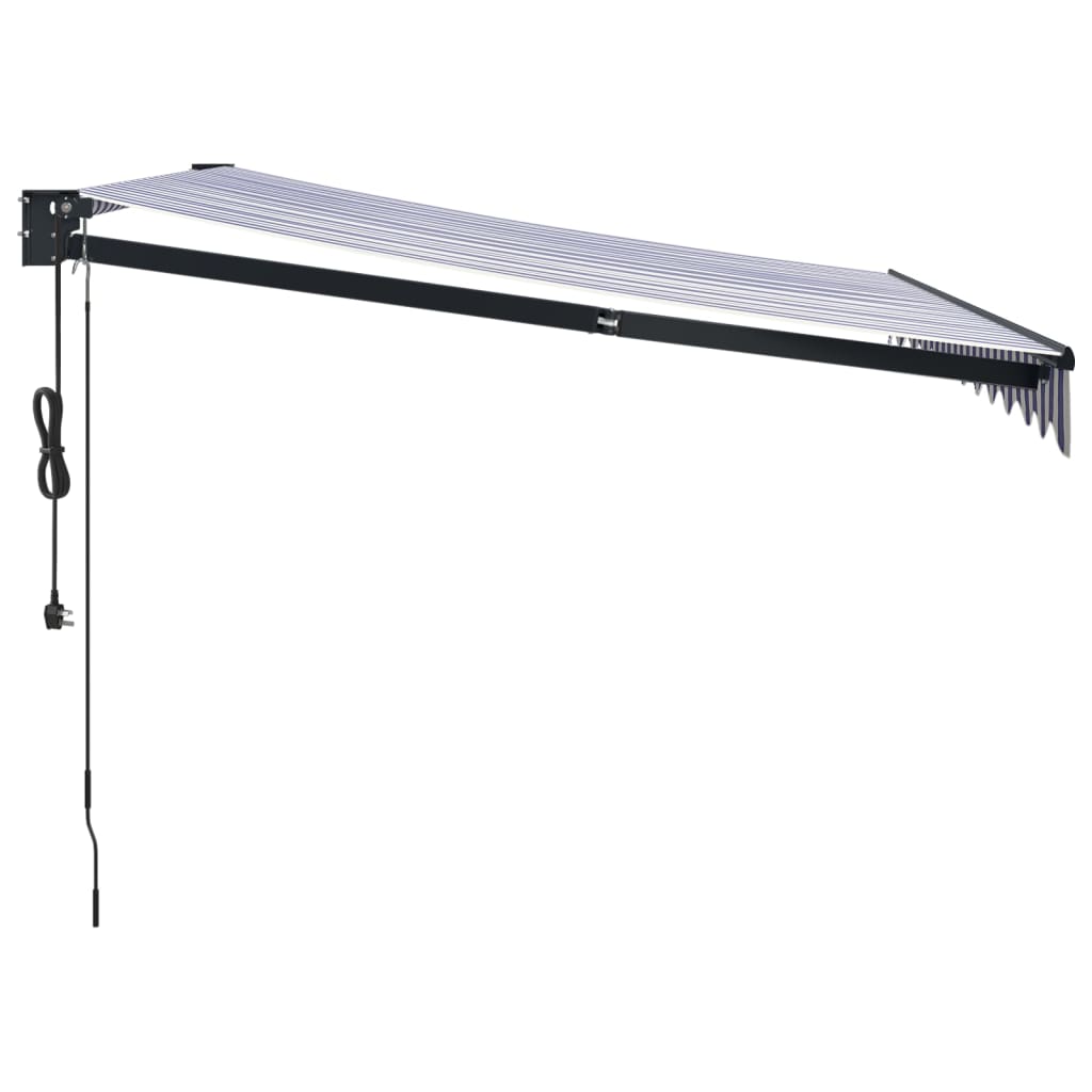 Toldo retrátil automático 3,5x2,5 m azul e branco
