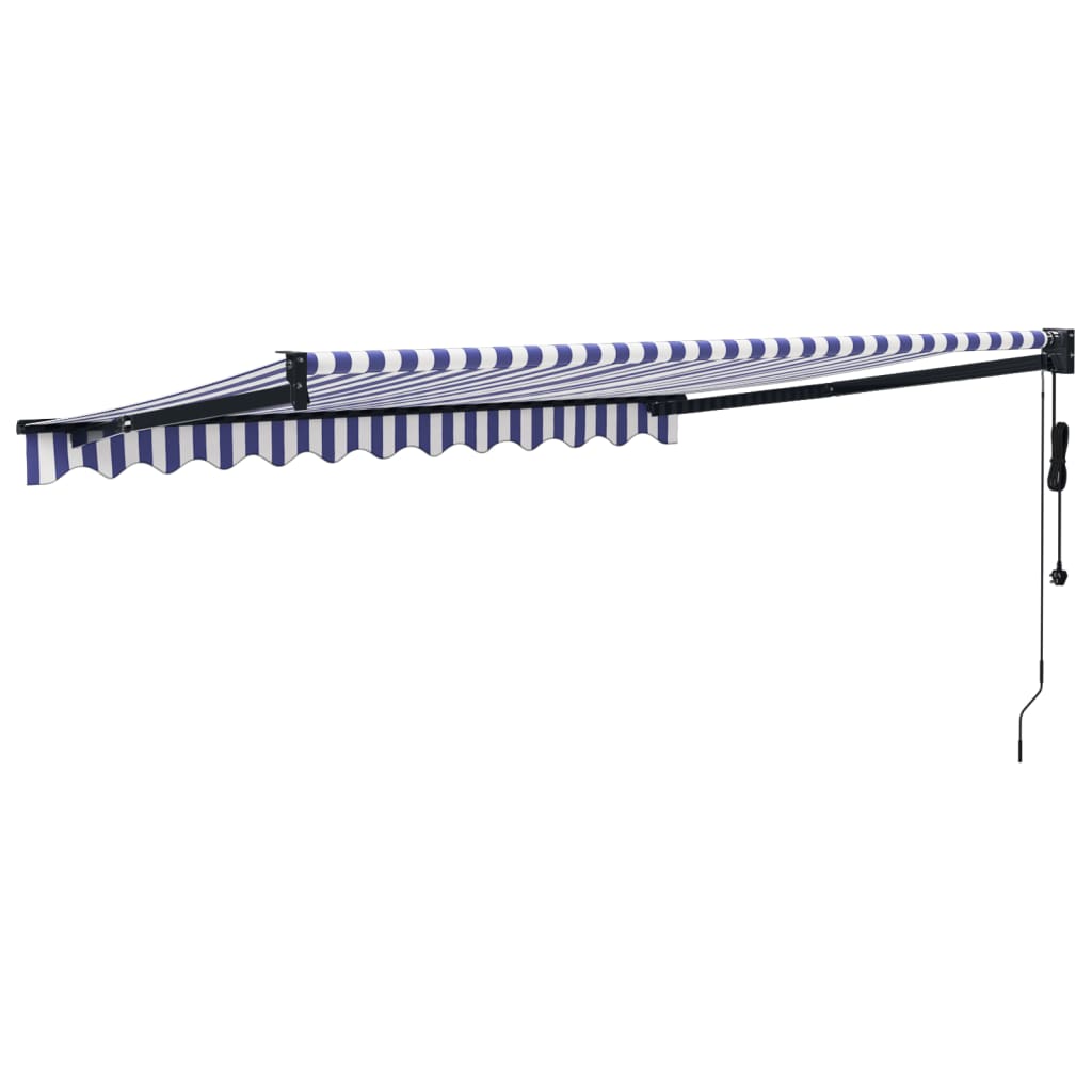 Toldo retrátil automático 3,5x2,5 m azul e branco
