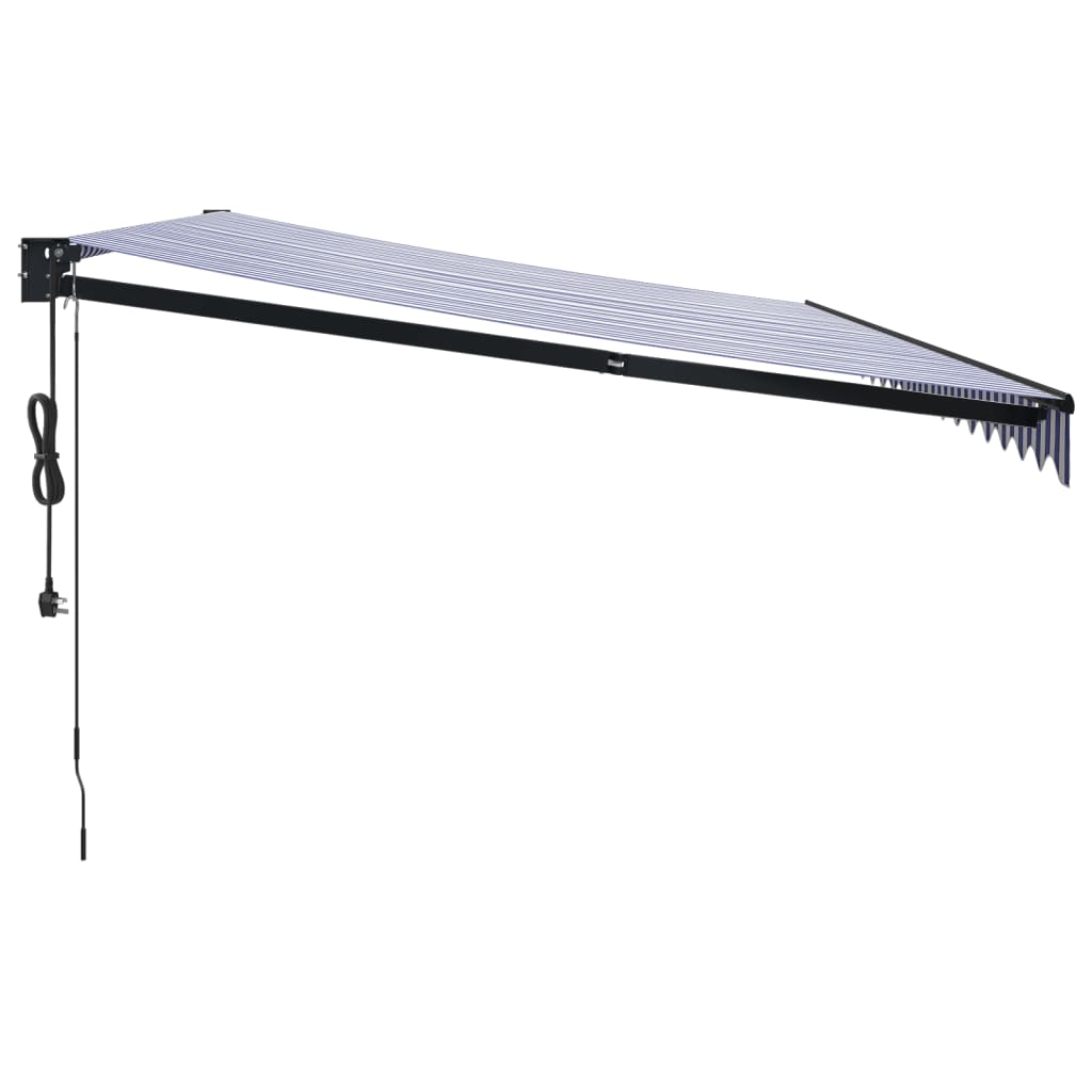 Toldo retrátil automático 5x3 m azul e branco