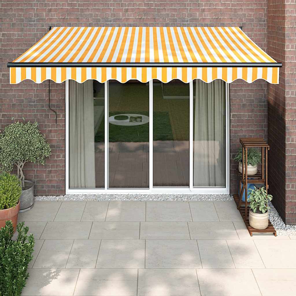 Toldo retrátil automático 3,5x2,5 m amarelo e branco