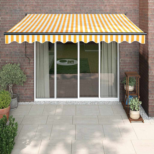 Toldo retrátil automático 3,5x2,5 m amarelo e branco