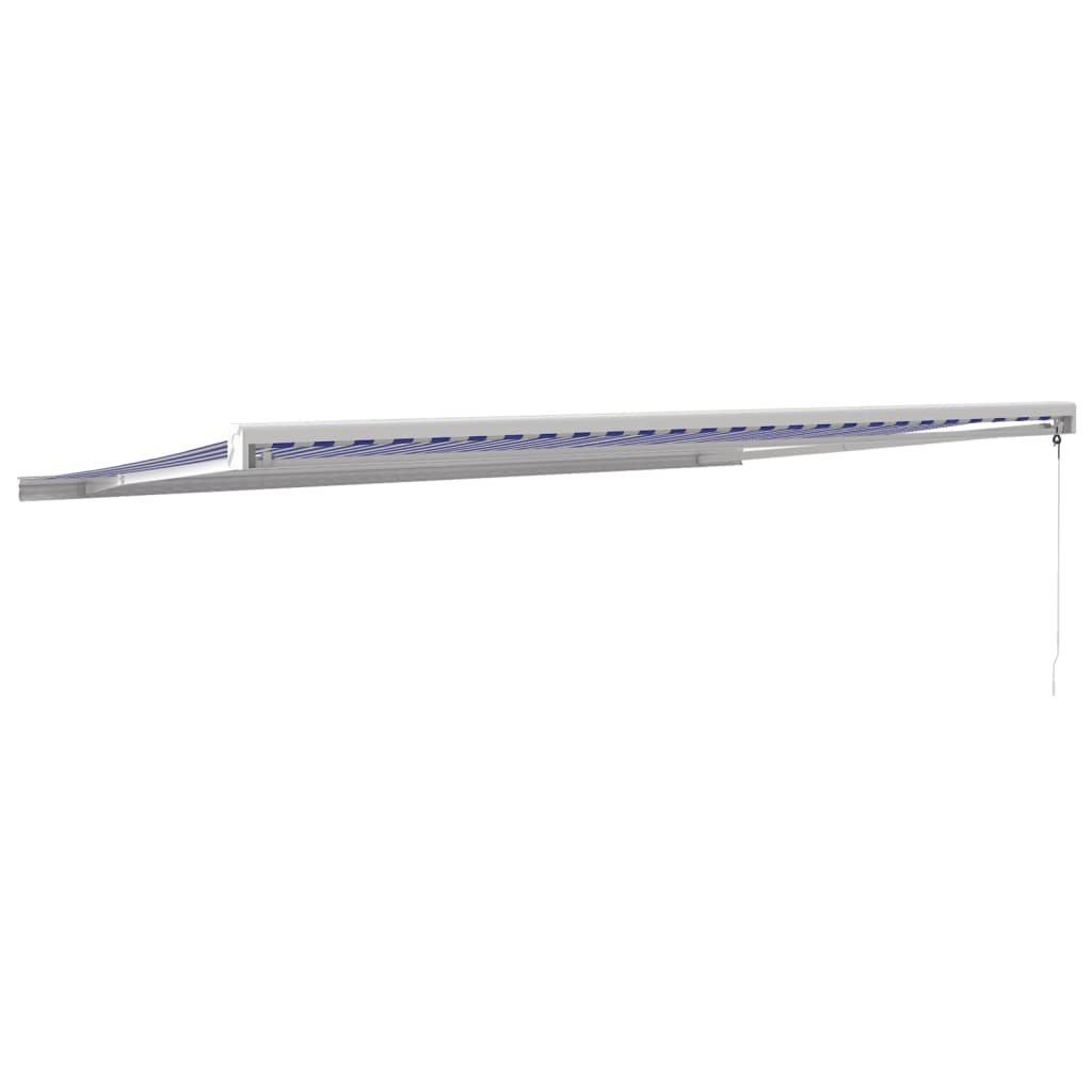 Toldo retrátil 5x3 m tecido e alumínio azul e branco