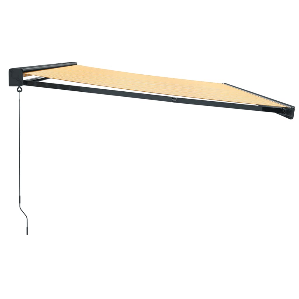 Toldo retrátil 5x3 m tecido e alumínio amarelo e branco