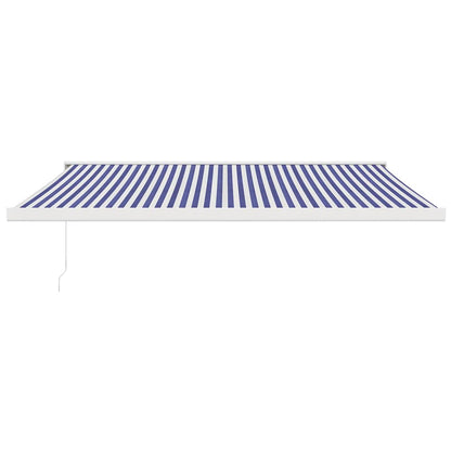Toldo retrátil 4x3 m tecido e alumínio azul e branco