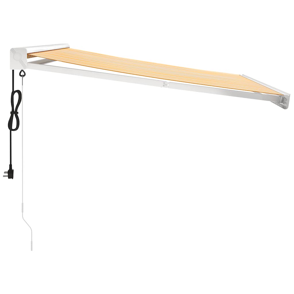 Toldo retrátil 3,5x2,5 m tecido e alumínio amarelo e branco