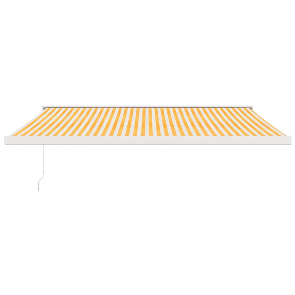 Toldo retrátil 4x3 m tecido e alumínio amarelo e branco