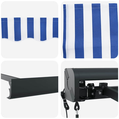 Toldo retrátil 4x3 m tecido e alumínio azul e branco