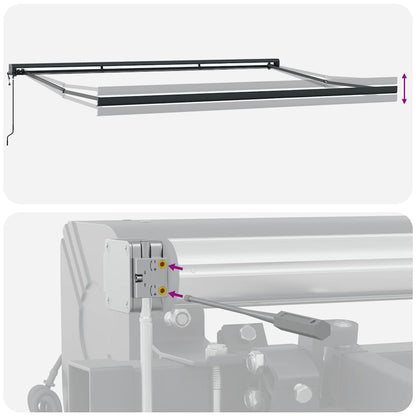 Toldo retrátil 4x3 m tecido e alumínio amarelo e branco