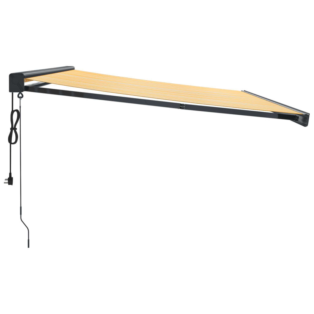 Toldo retrátil 4,5x3 m tecido e alumínio amarelo e branco