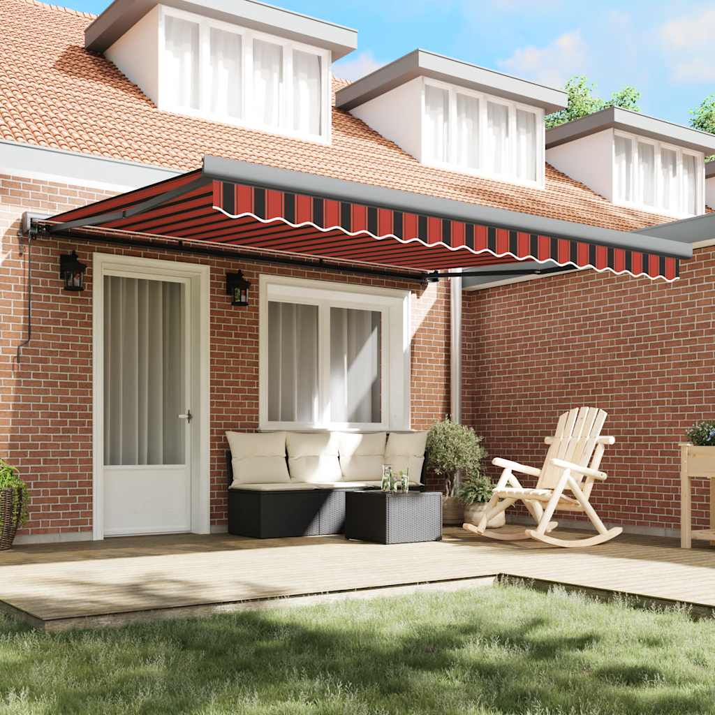 Toldo retrátil 4x3 m tecido e alumínio laranja e castanho