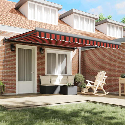 Toldo retrátil 4x3 m tecido e alumínio laranja e castanho