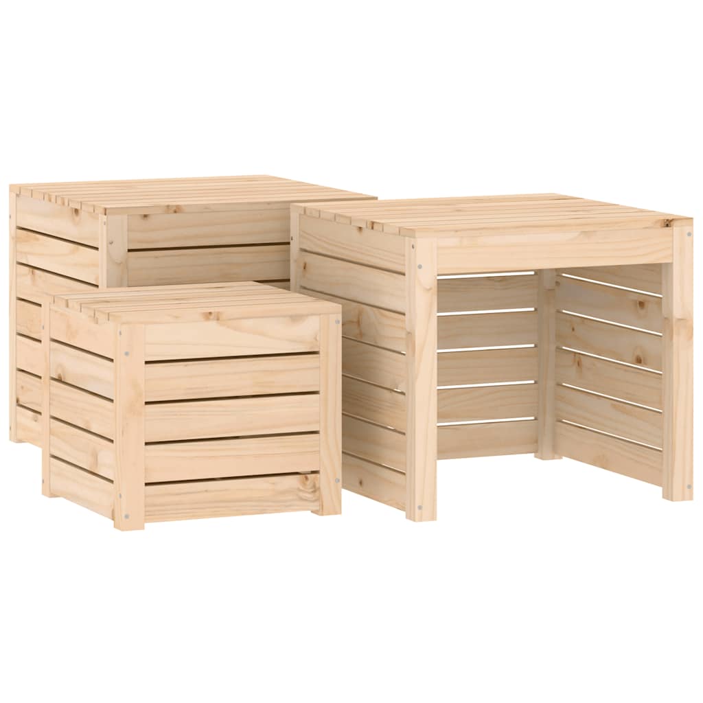 4 pcs conjunto de caixas de jardim madeira de pinho maciça