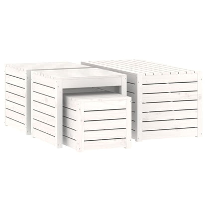 4 pcs conjunto de caixas de jardim pinho maciço branco
