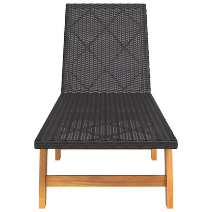 Espreguiçadeira com mesa vime PE e madeira de acácia maciça