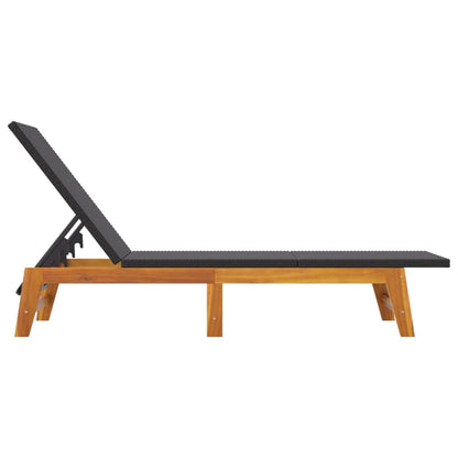 Espreguiçadeira com mesa vime PE e madeira de acácia maciça