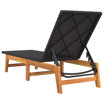 Espreguiçadeira com mesa vime PE e madeira de acácia maciça