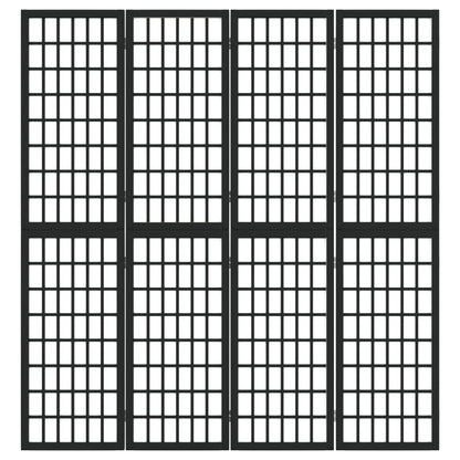 Biombo dobrável com 4 painéis estilo japonês 160x170 cm preto