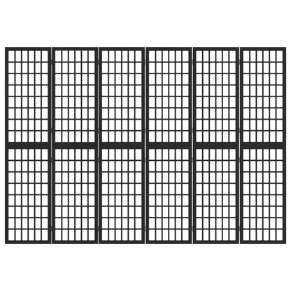 Biombo dobrável com 6 painéis estilo japonês 240x170 cm preto