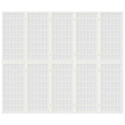 Biombo dobrável com 5 painéis estilo japonês 200x170 cm branco