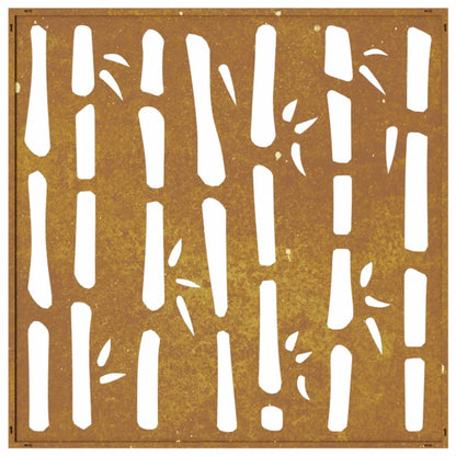 Decoração p/ muro de jardim 555x55 cm aço corten design bambu