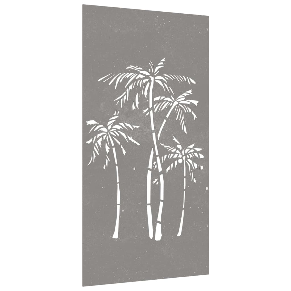 Decoração p/ muro de jardim 105x55cm aço corten design palmeira