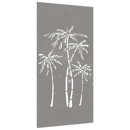 Decoração p/ muro de jardim 105x55cm aço corten design palmeira