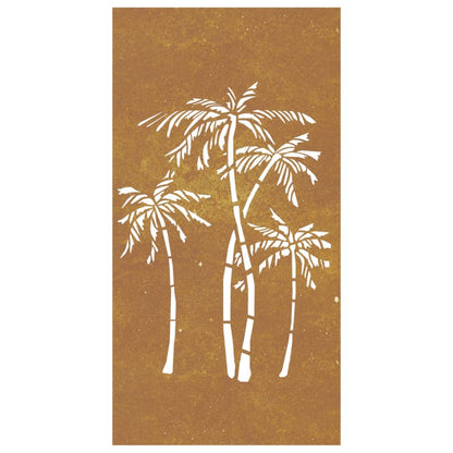 Decoração p/ muro de jardim 105x55cm aço corten design palmeira