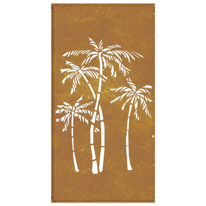 Decoração p/ muro de jardim 105x55cm aço corten design palmeira