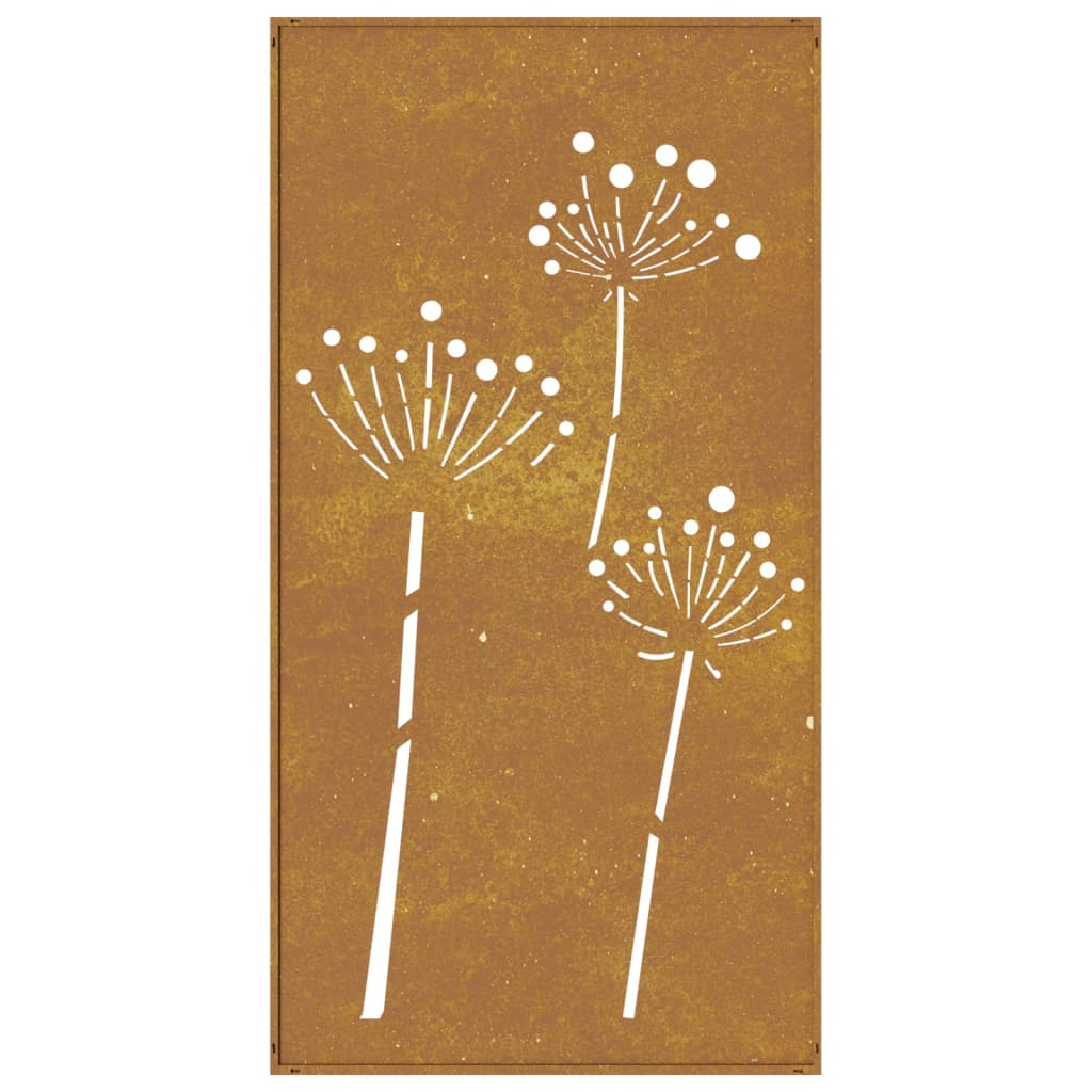 Decoração p/ muro de jardim 105x55 cm aço corten design flores