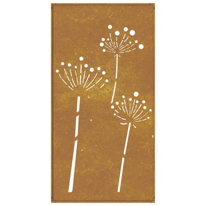 Decoração p/ muro de jardim 105x55 cm aço corten design flores