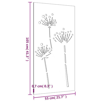 Decoração p/ muro de jardim 105x55 cm aço corten design flores