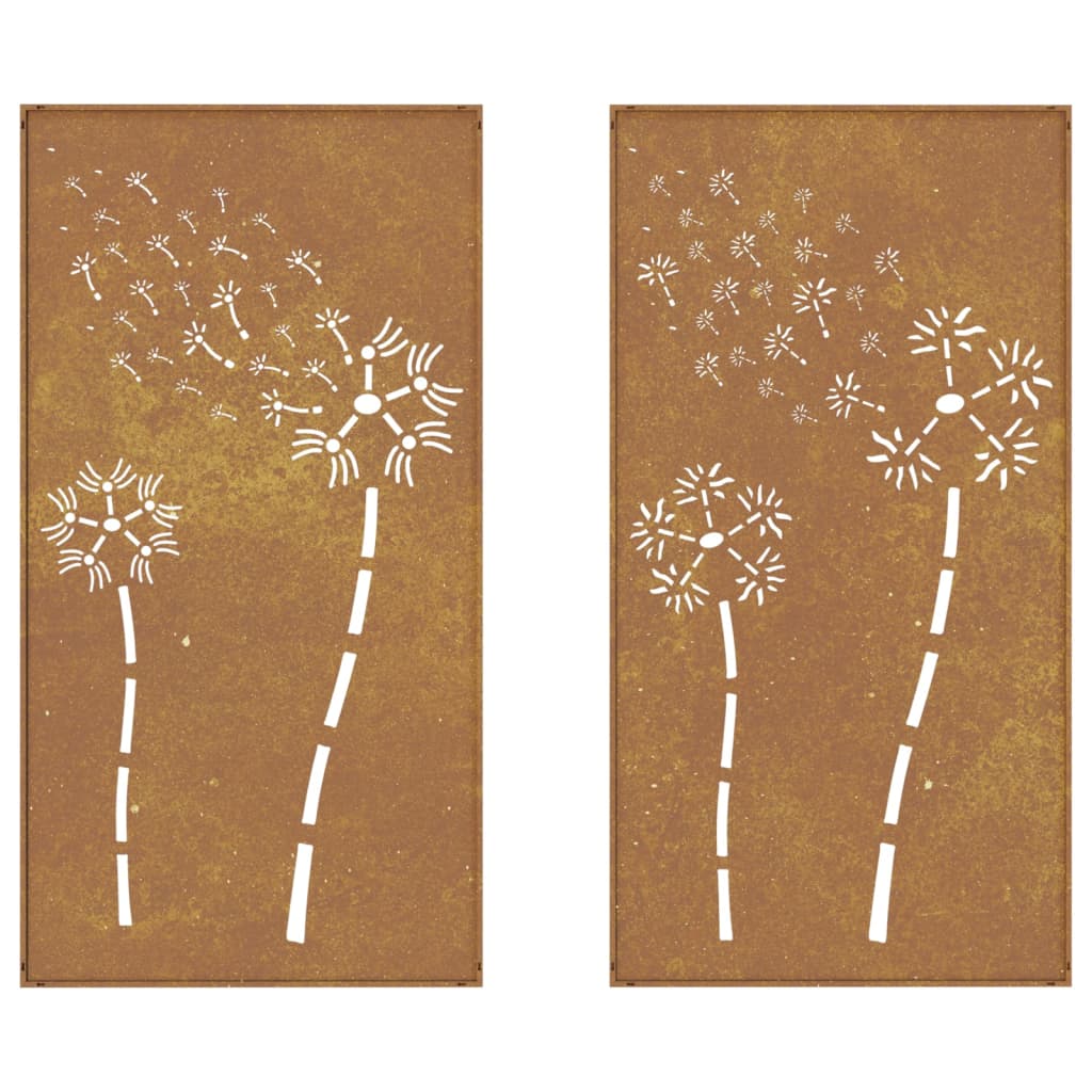 Decorações p/ muro de jardim 2 pcs aço corten design flores