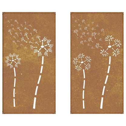 Decorações p/ muro de jardim 2 pcs aço corten design flores