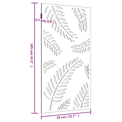 Decoração p/ muro de jardim 105x55 cm aço corten design folhas