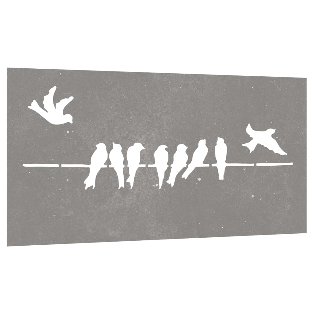 Decoração p/ muro de jardim 105x55cm aço corten design pássaros