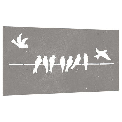Decoração p/ muro de jardim 105x55cm aço corten design pássaros