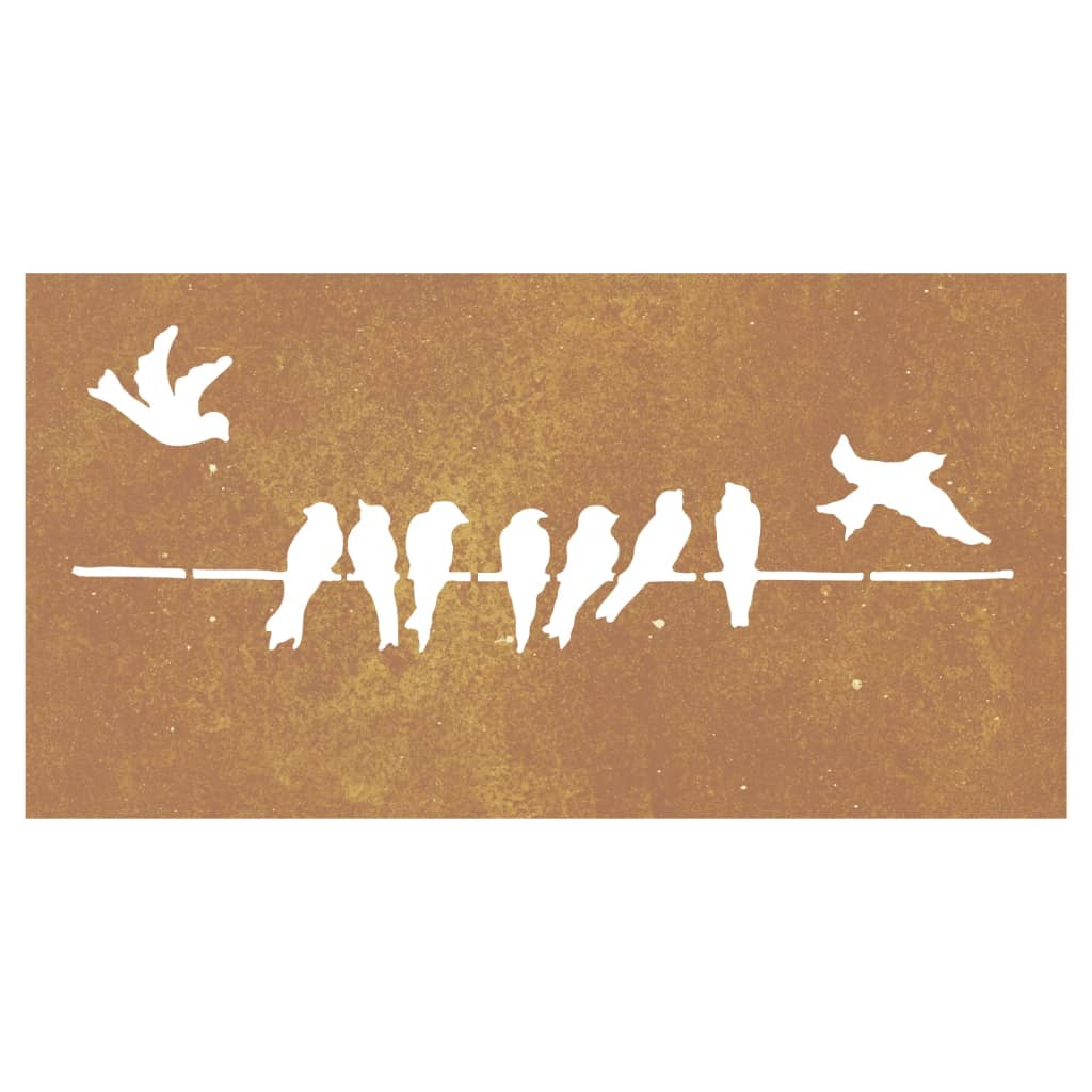 Decoração p/ muro de jardim 105x55cm aço corten design pássaros
