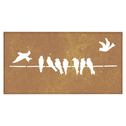 Decoração p/ muro de jardim 105x55cm aço corten design pássaros