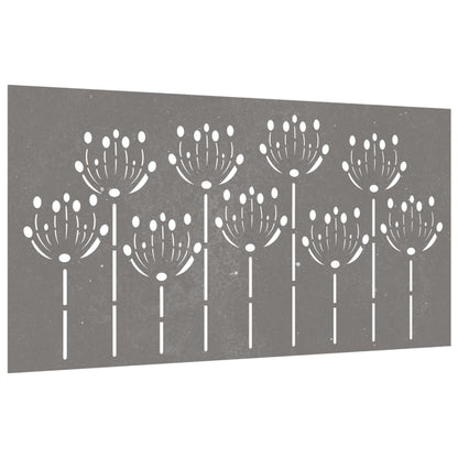 Decoração p/ muro de jardim 105x55 cm aço corten design flores