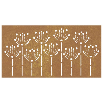 Decoração p/ muro de jardim 105x55 cm aço corten design flores