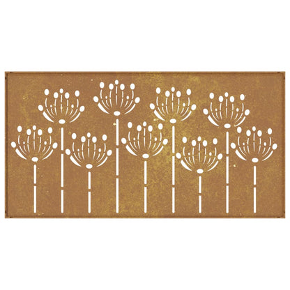Decoração p/ muro de jardim 105x55 cm aço corten design flores