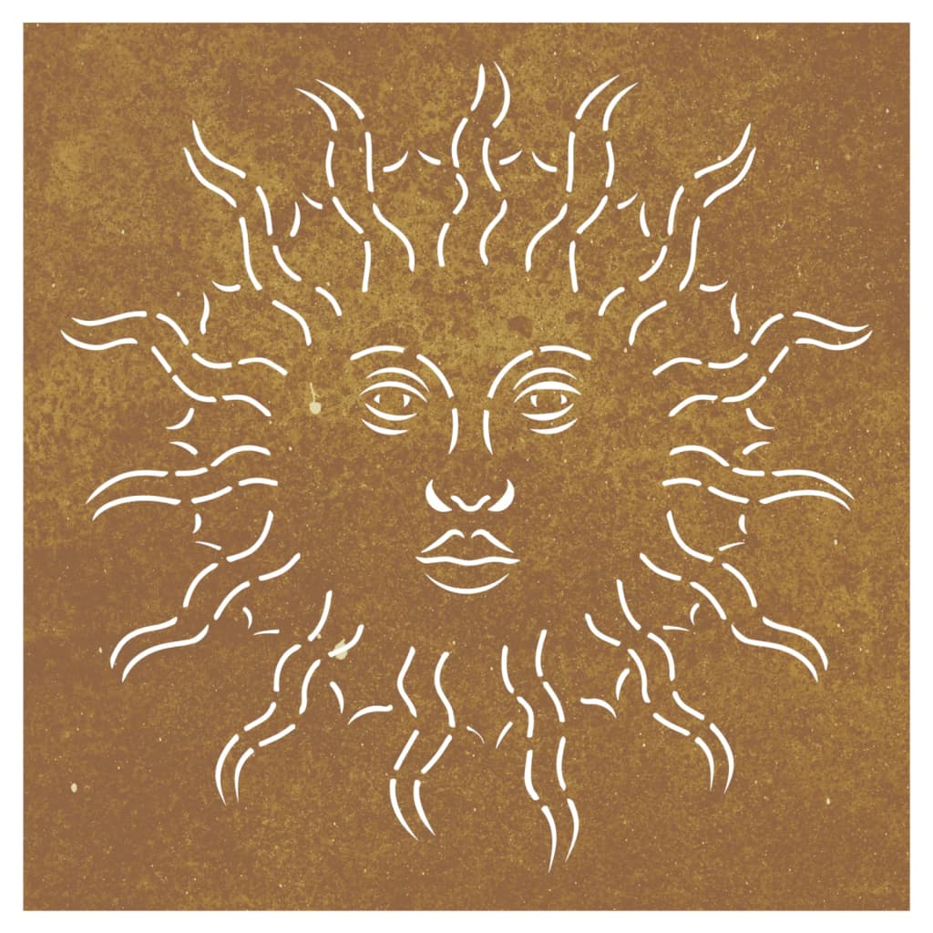 Decoração p/ muro de jardim 555x55 cm aço corten design sol