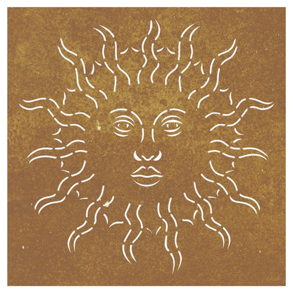 Decoração p/ muro de jardim 555x55 cm aço corten design sol