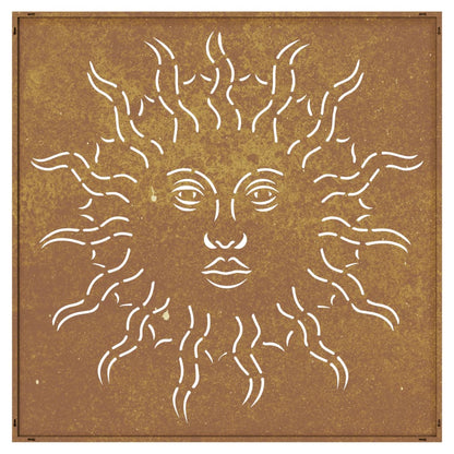 Decoração p/ muro de jardim 555x55 cm aço corten design sol